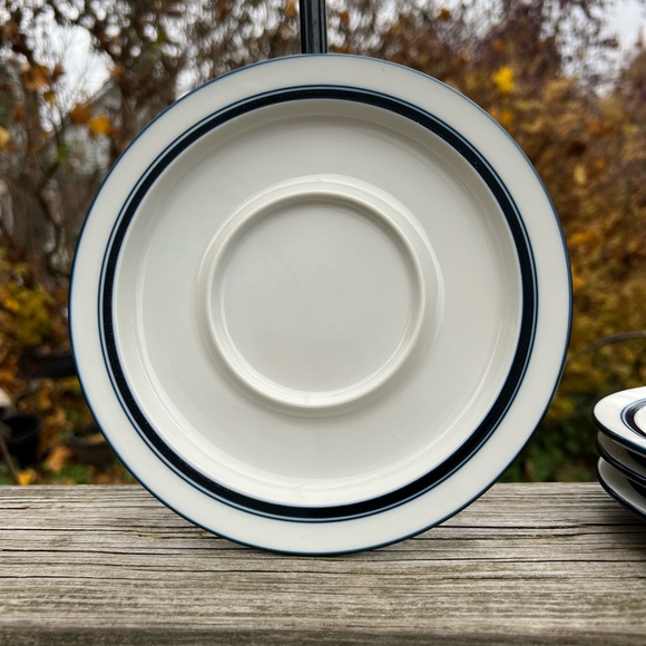 Dansk Bistro Saucer 7 1/8” Across Blue Trim Preowned 4 saucers in set Japan - Picture 5 of 8